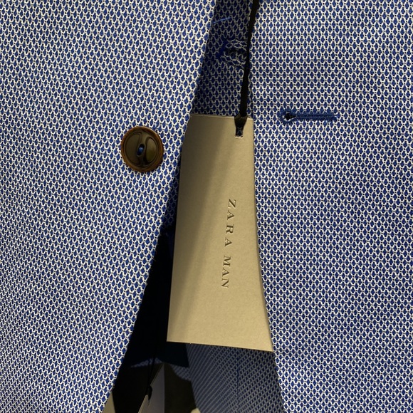 Brand New Men Zara Blue Textured Suit Size 40 Jacket and Size 31 Pants! - Picture 4 of 14